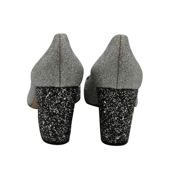 Sergio Rossi Glitter Pumps in Silver Leather
